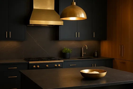 Mixing Dark Countertops with Metallic Accents illustration