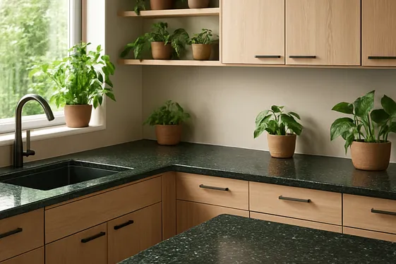 Recycled Glass Countertops in Dark Tones illustration