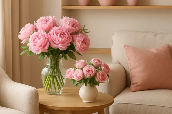 Adding Pink Indoor Plants and Floral Arrangements illustration