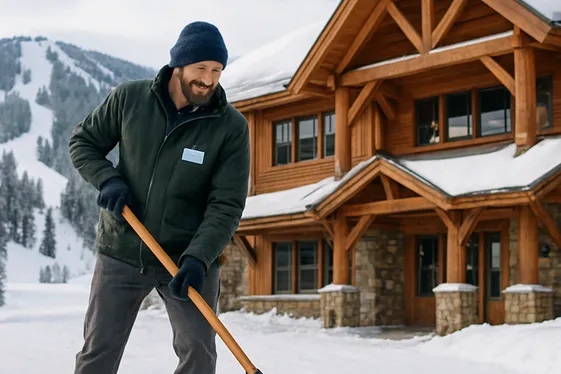 Caretaker Jobs for Winter Ski Lodges illustration