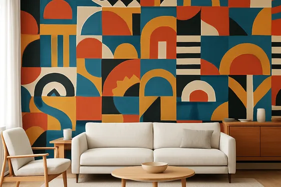 Statement Wallpaper with Graphic Patterns illustration