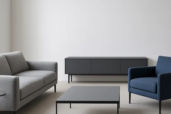 Opting for Minimalist Furniture in Grey and Blue illustration
