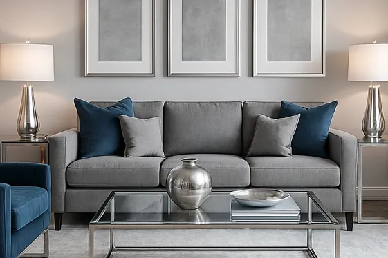 Adding Metallic Accents with Grey and Blue Themes illustration
