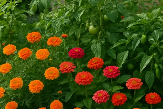 Mix Flowers and Vegetables for Pollination Benefits illustration