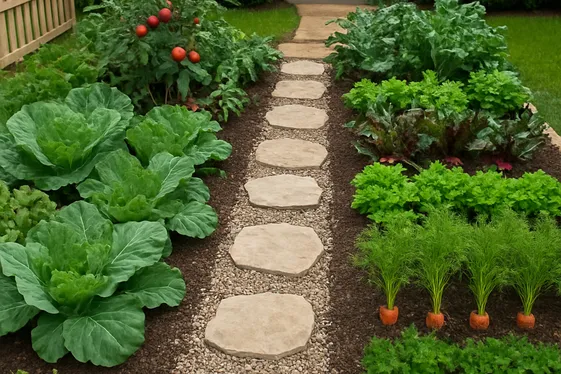 Create a Pathway-Integrated Garden Layout illustration