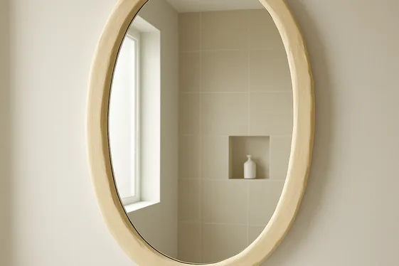 Sleek Oval Mirrors with Clay Frames illustration