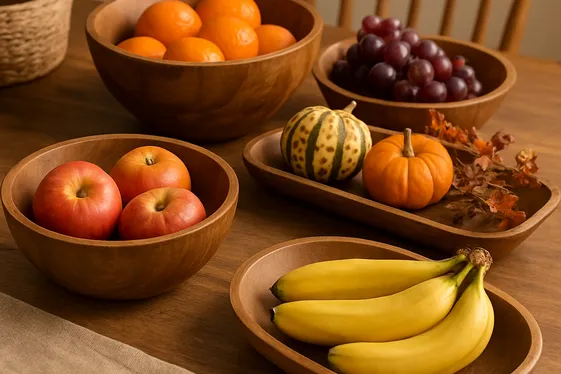 Natural Wood Bowls and Trays illustration