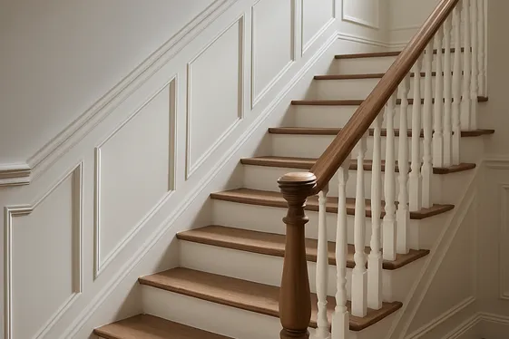 Wainscoting on Staircase Walls for Cohesive Design illustration