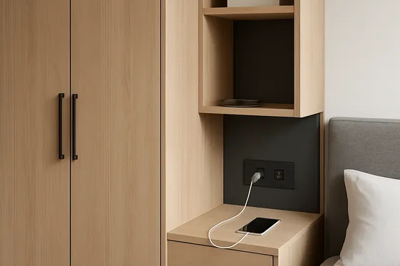Built-In Wardrobes with Charging Stations for Tech illustration