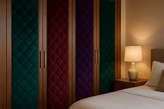 Luxury Wardrobes with Velvet Upholstery Panels illustration