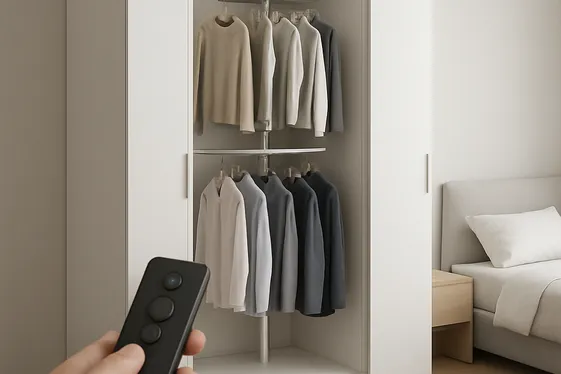 Smart Wardrobes with Automated Clothing Racks illustration