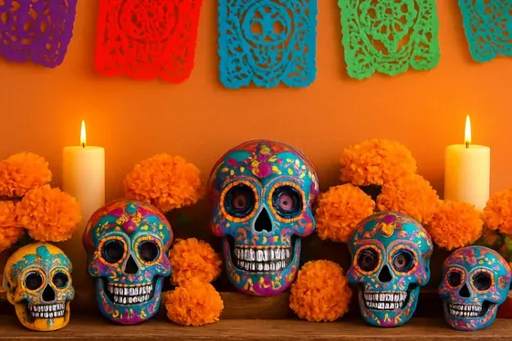 Calavera Skulls and Day of the Dead Inspiration illustration