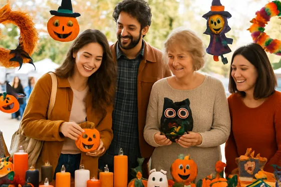 Holiday Craft Seller at Local Markets illustration