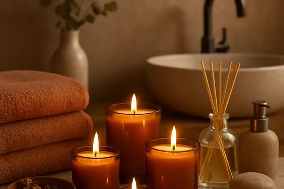 Create a Spa-Like Feel with Warm, Inviting Scents and Colors illustration