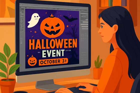 Virtual Halloween Event Promoter illustration