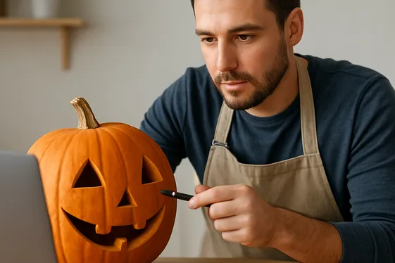 Online Pumpkin Carving Instructor illustration
