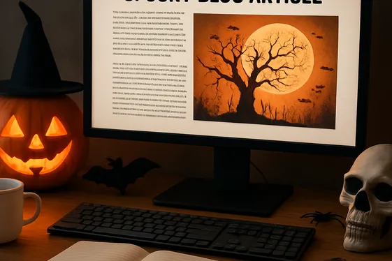 Home-Based Spooky Content Writer illustration