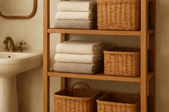 Open Shelving with Vintage Baskets illustration