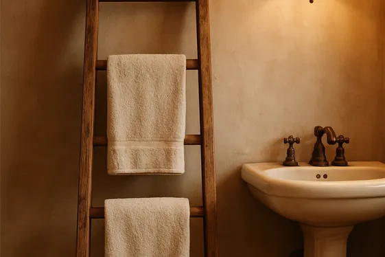 Rustic Wooden Ladder Towels Racks illustration