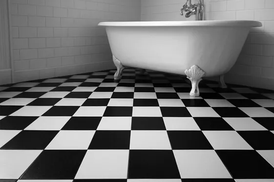 Black and White Checkered Floor Tiles illustration