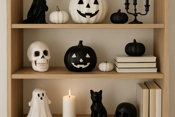 Use Black Books and Props on Open Shelves illustration