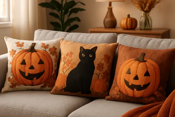 Add Halloween Charm with Themed Throw Pillows illustration