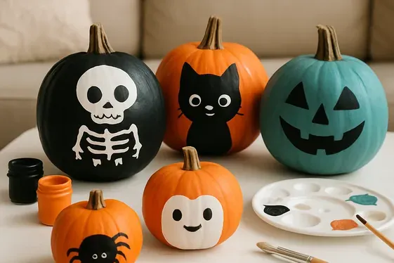 DIY Painted Pumpkin Art Display illustration