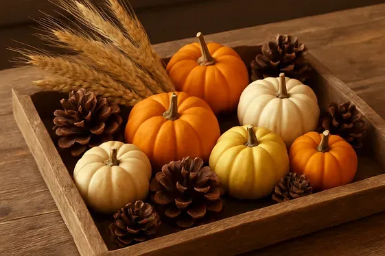 Mini Pumpkin Display with Rustic Charm illustration