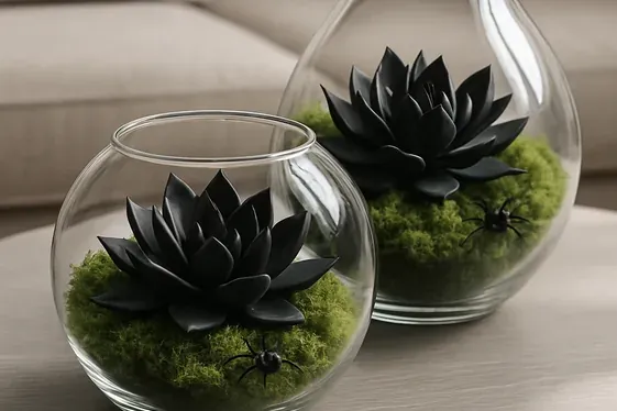 Spooky Terrariums with Halloween Plants illustration