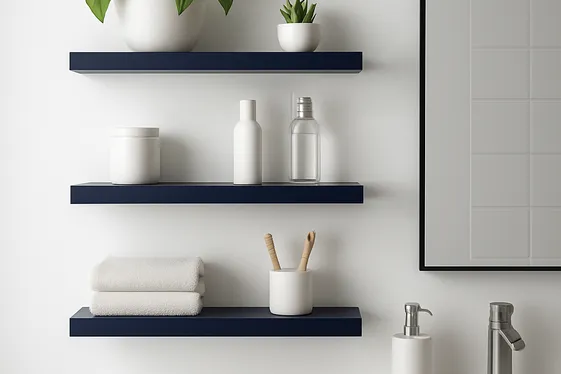 Navy Blue Floating Shelves for Extra Storage and Flair illustration