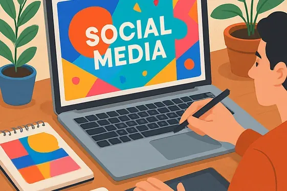 Graphic Designer Using Free Tools illustration