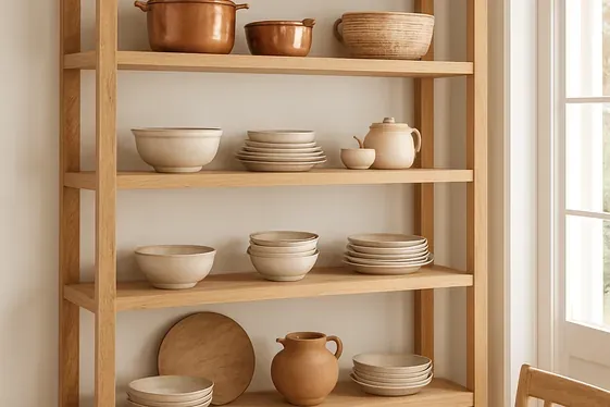 Use Open Shelving to Highlight Rustic Dinnerware illustration