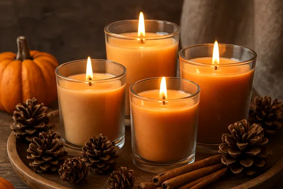 Add Cozy Candle Arrangements with Pumpkin Scents illustration