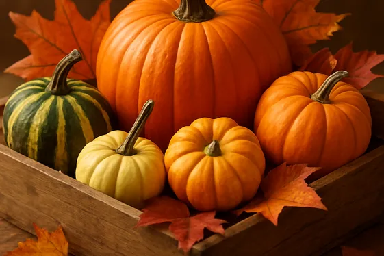 Display a Charming Pumpkin and Gourd Arrangement illustration