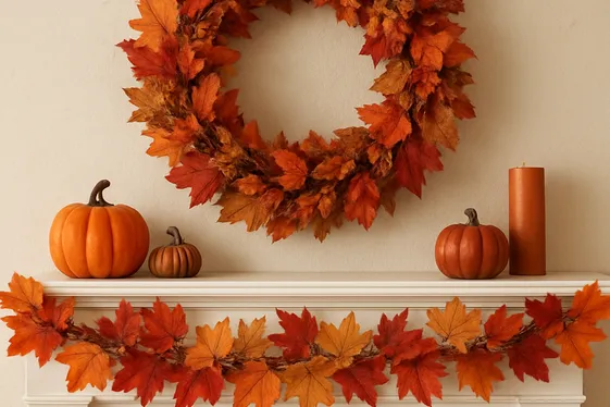 Hang Autumn Wreaths or Leaf Garlands illustration