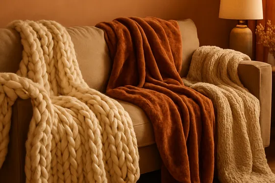 Add Plush Throws and Chunky Knit Blankets illustration