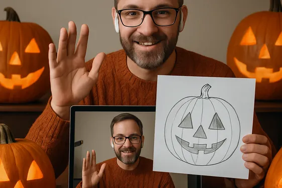 Remote Pumpkin Carving Consultant illustration