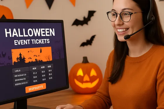 Remote Halloween Event Ticket Seller illustration