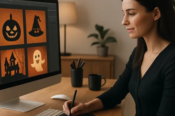 Halloween-Themed Graphic Designer illustration