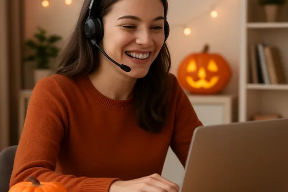 Remote Halloween Customer Service Representative illustration