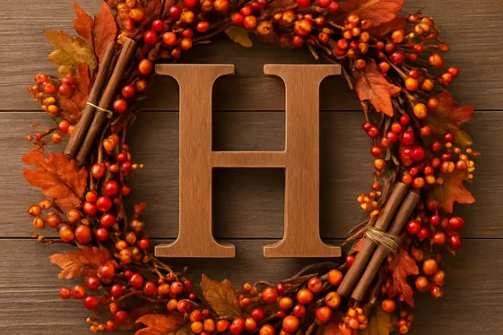 Monogrammed Fall Wreaths illustration