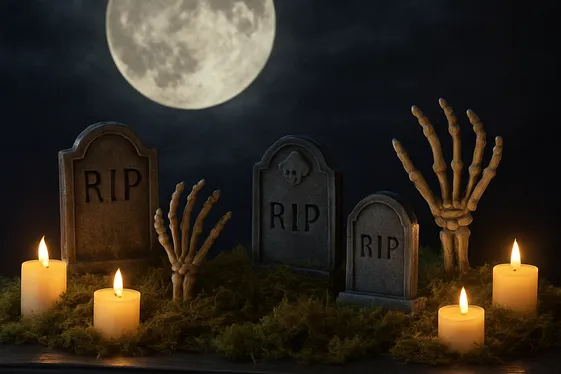 Moonlit Graveyard Mantel illustration