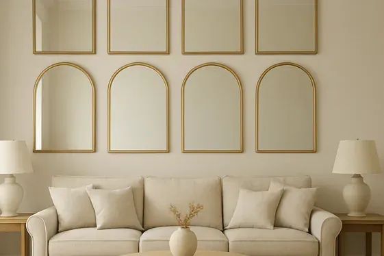 Hanging Multiple Arch Mirrors in Symmetry illustration