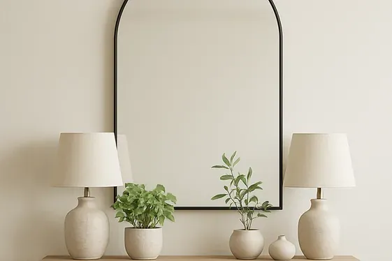 Styling an Arch Mirror Above a Console Table illustration