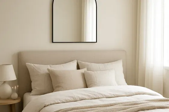 Using Arched Mirrors to Frame a Bed Headboard illustration